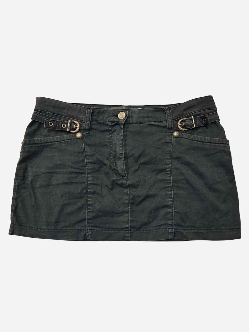 Just Cavalli y2k Black Buckle Mini Skirt